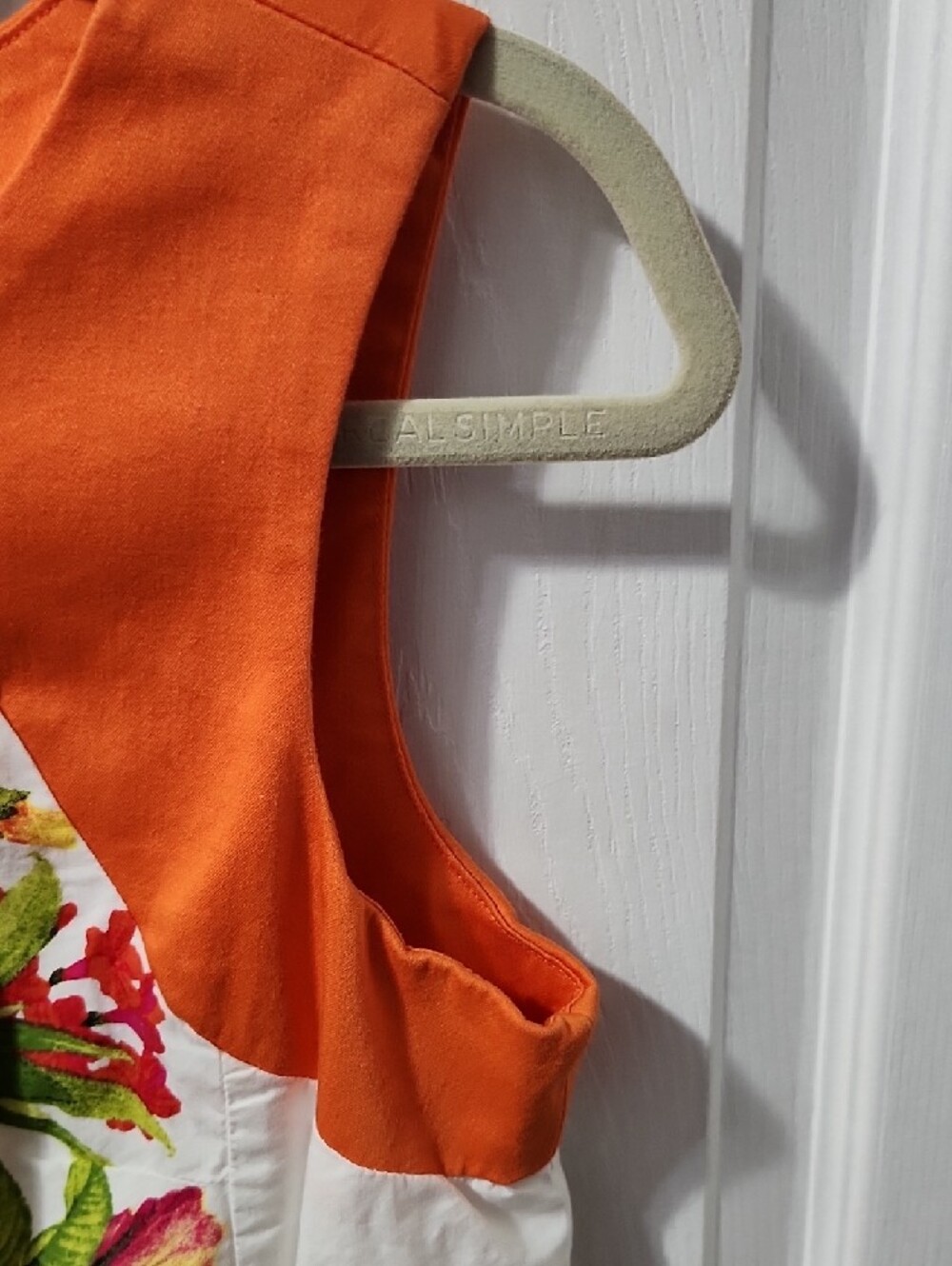Sandra Darren Floral Sheath Dress Size 10 Petite Orange White Tropical Garden - Picture 6 of 8